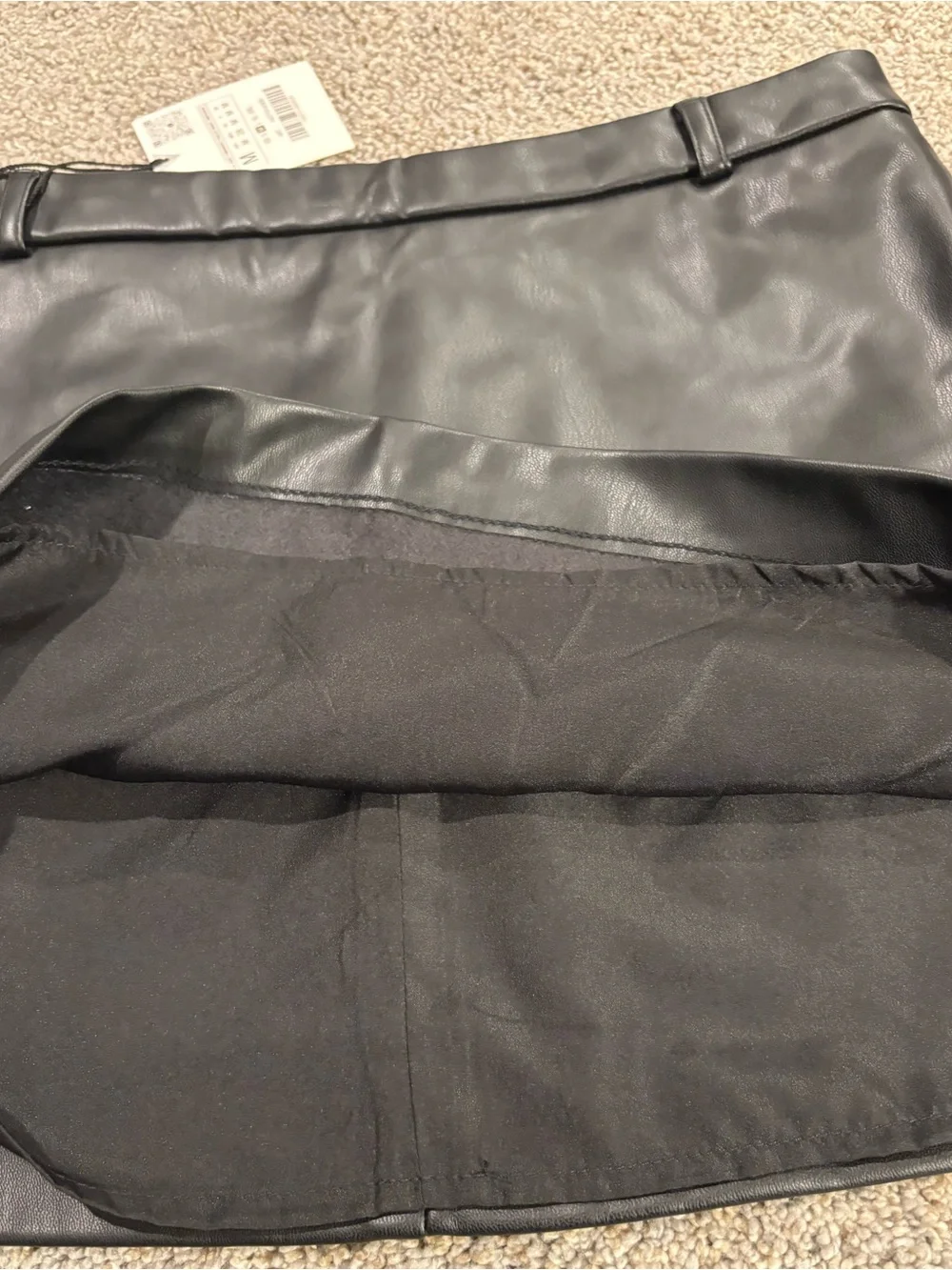 NWT ZARA Black Faux Leather Solid Mini Short Skirt Zip Closure Women's Size M